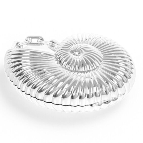 BNWT Sea Shell Molded Metallic Acrylic Top Handle Clutch Bag Crossbody B… - Picture 4 of 6